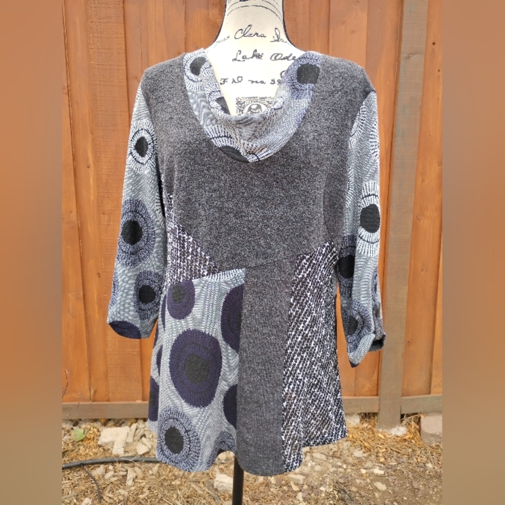 Gray and Black Patterned Sweater Dress